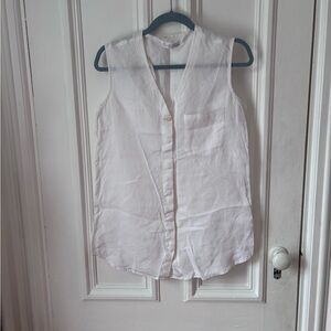 Women’s Swiss Made First Shirt Company Sleeveless Button Front Linen Blouse